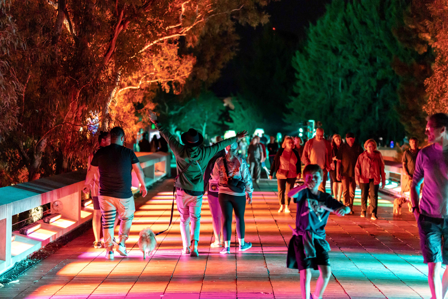 Colourful bridge during Enlighten Canberra
