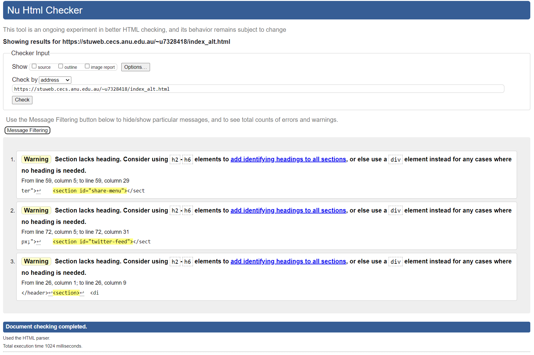 HTML Validation of Alt Index Page