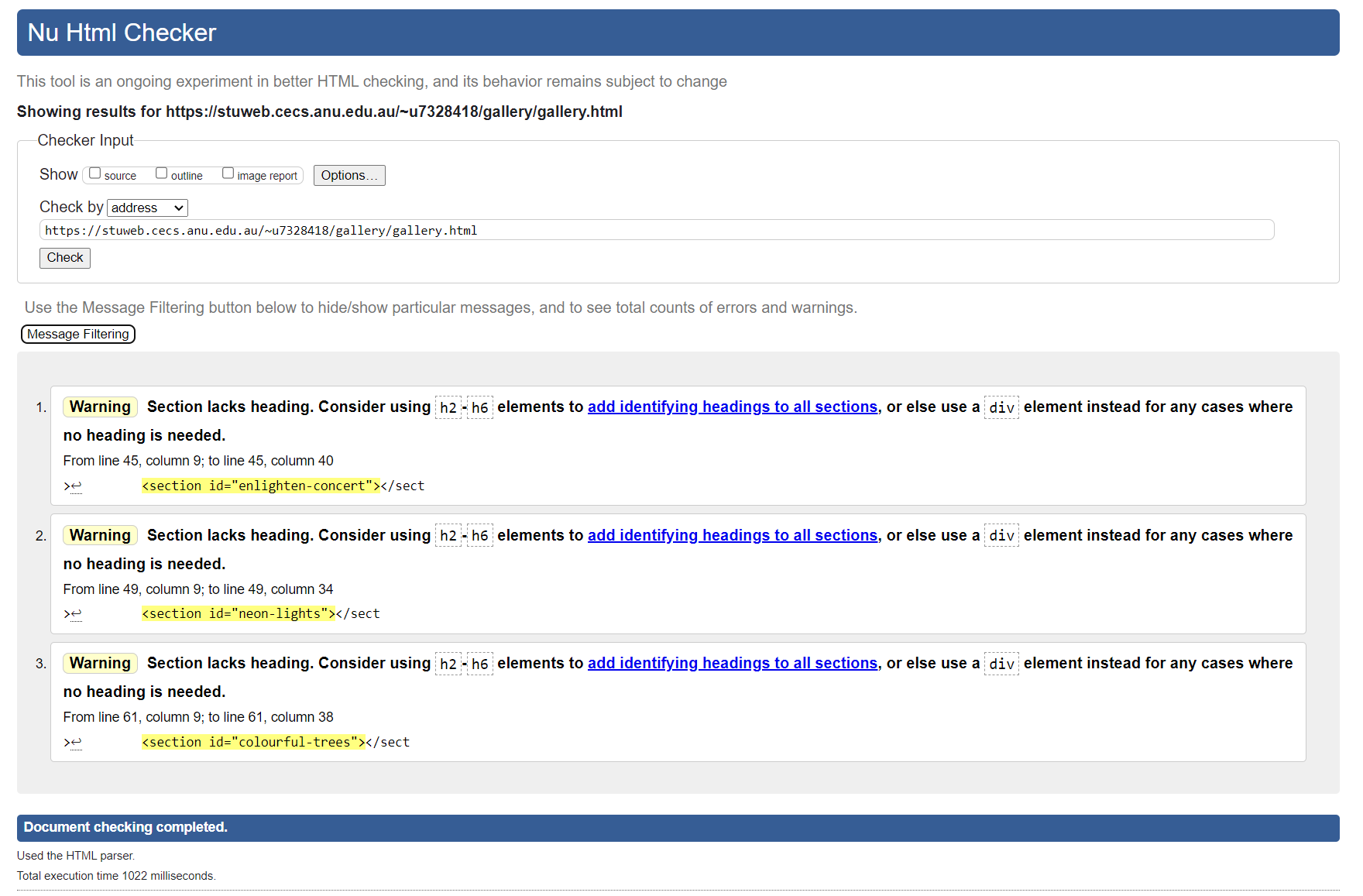 HTML Validation of Picture Gallery