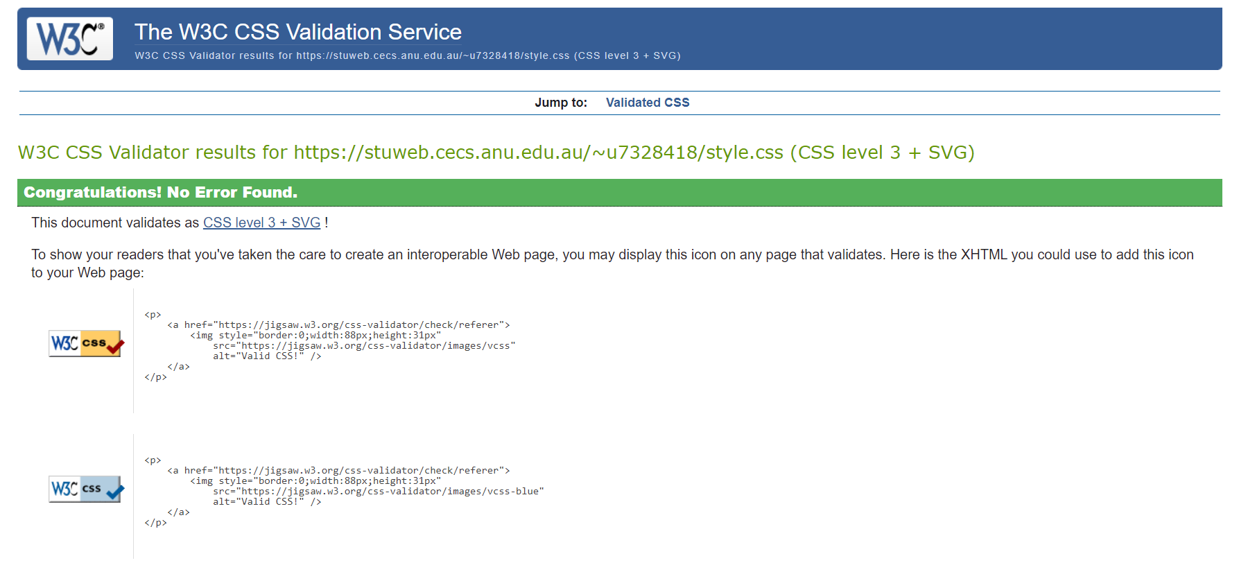 CSS Validation of Main Stylesheet